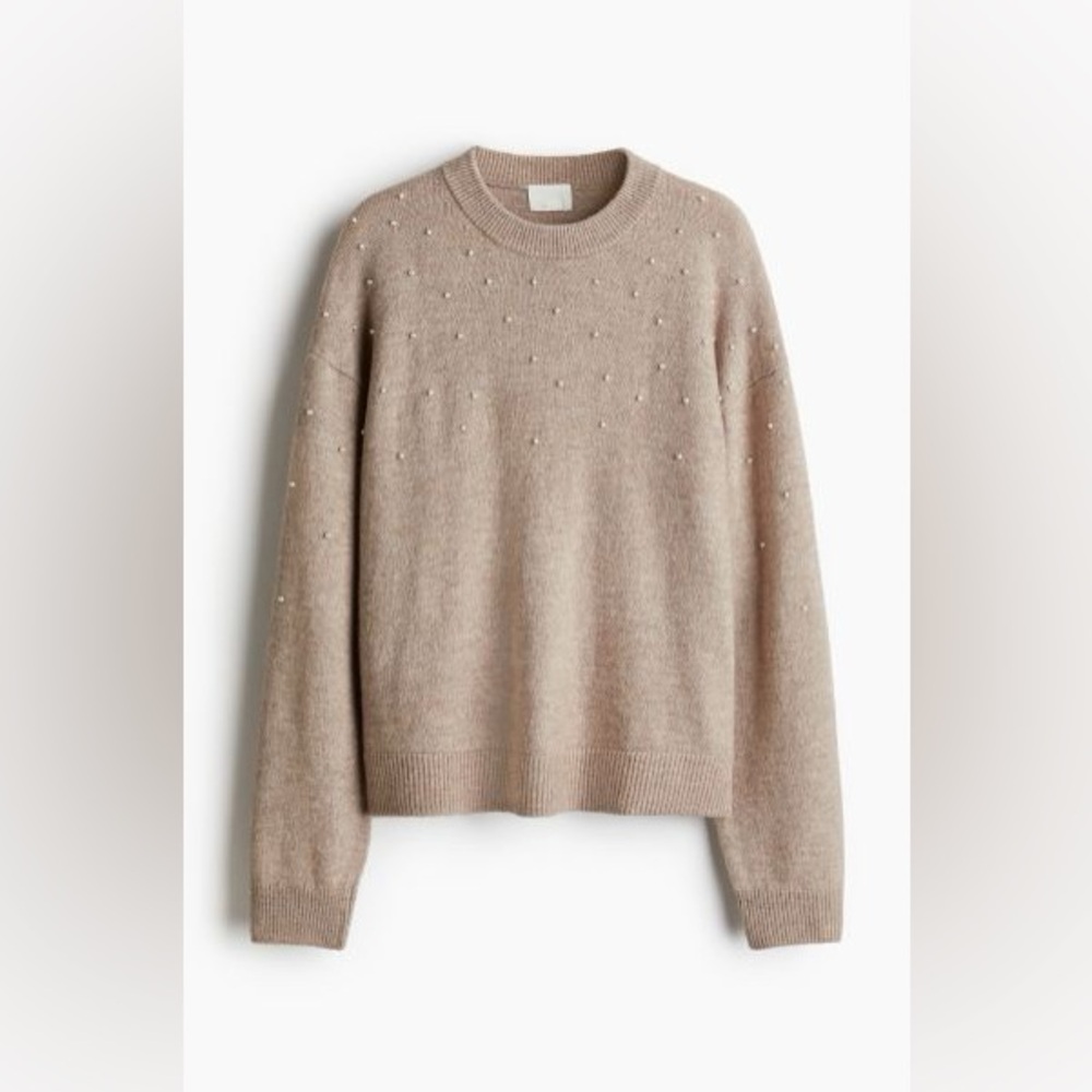 H&M Wool Blend Pearl Embellishment Sweater Large